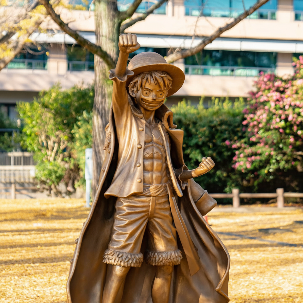 Golden Moments in Kumamoto: The Gingko Promenade and Luffy Statue at the Prefectural Office